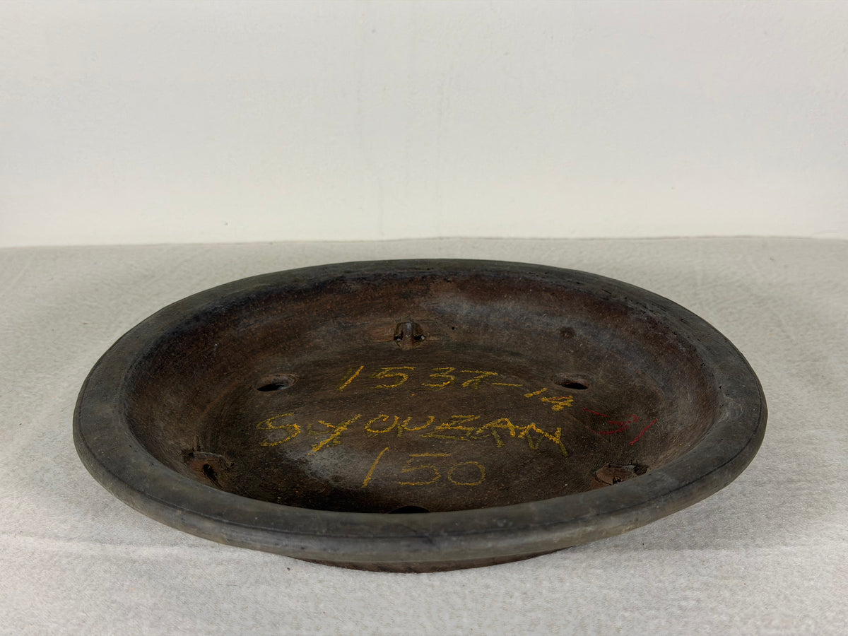 Preowned Japanese Tokoname Unglazed Nanban Style Bonsai Pot Syouzan - 8.5” By 1.25”
