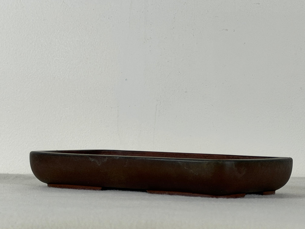 Preowned Old China Unglazed Shallow Rectangular Bonsai Pot - 8.25” x 5” x 1.25”