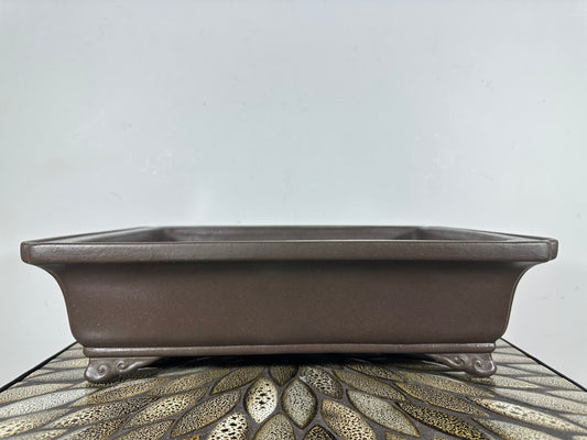 Preowned Japanese Tokoname Unglazed Rectangular Bonsai Pot Yamaaki - 14.5” By 11”