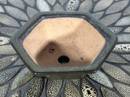 Preowned Japanese Tokoname Glazed Hexagon Bonsai Pot - 6” By 5.25”