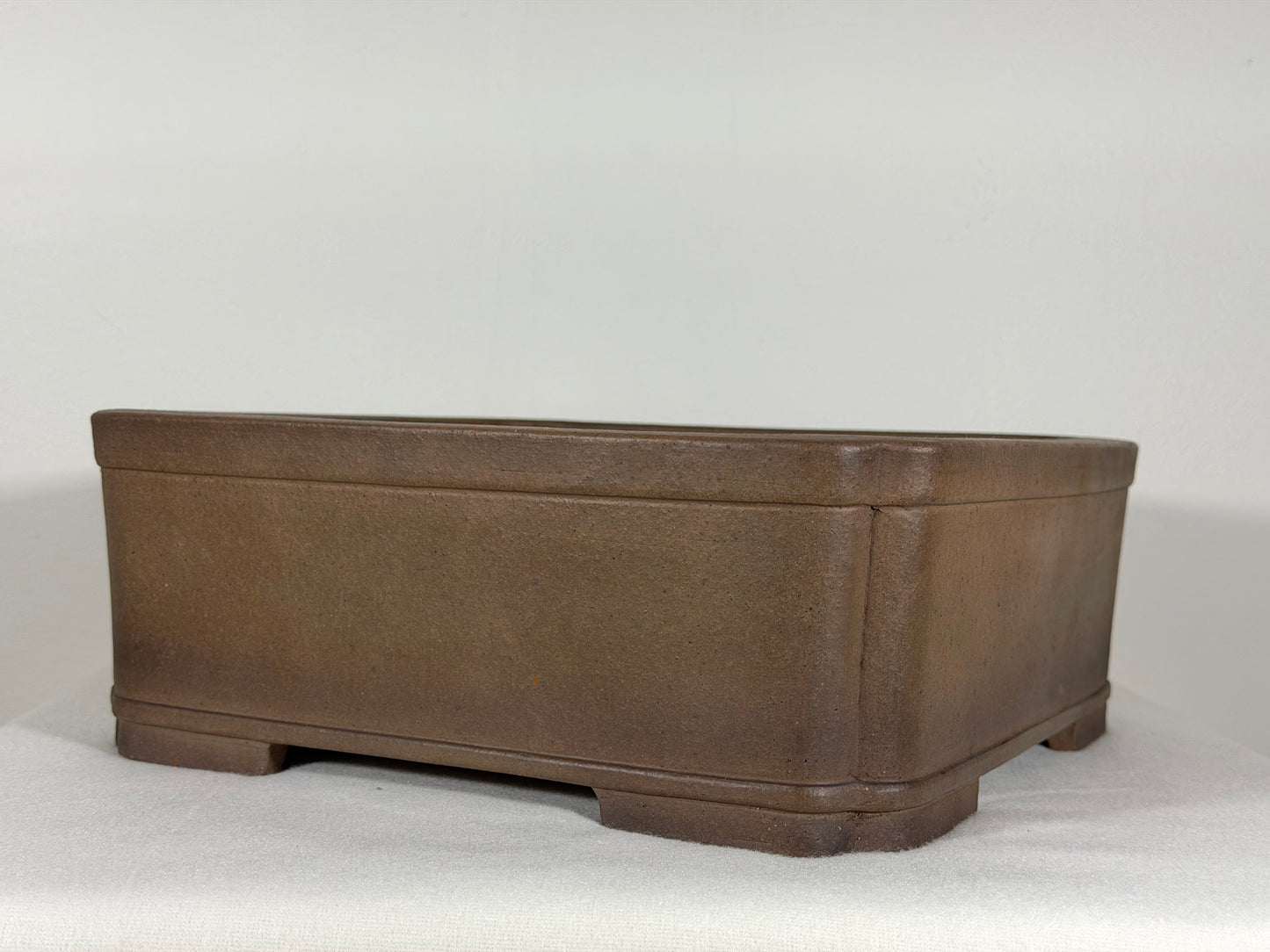 Preowned Japanese Tokoname Unglazed Square Bonsai Pot Sanpo - 11.25” By 4 1/8”