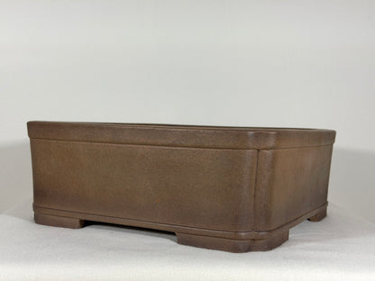 Preowned Japanese Tokoname Unglazed Square Bonsai Pot Sanpo - 11.25” By 4 1/8”