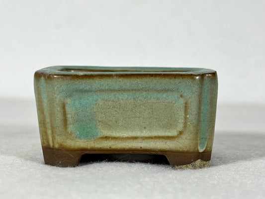 Preowned Japanese Tokoname Rectangular Bonsai Pot Tosui - 2.25” By 1.75”