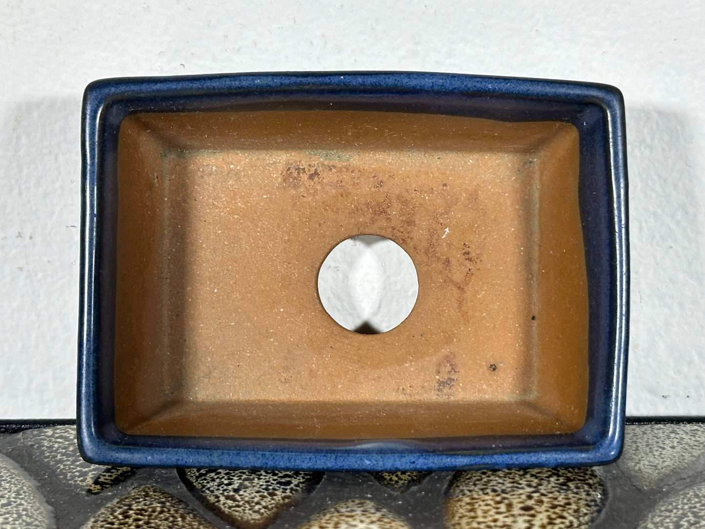 Preowned Japanese Tokoname Glazed Rectangular Bonsai Pot - 3.25” By 2.25”