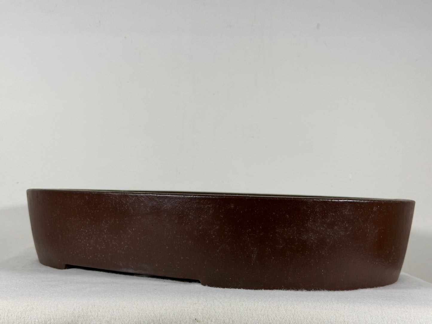 Preowned Japanese Tokoname Unglazed Oval Bonsai Pot Yamaaki - 16.25” By 12.75”