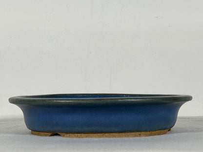 Preowned Japanese Tokoname Glazed Shallow Round Bonsai Pot Mazan Terahata - 8.25” By 1.75”