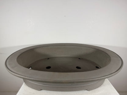 New Japanese Tokoname Unglazed Oval Bonsai Pot Kisen - 23” By 19”