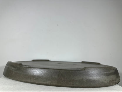 Preowned Japanese Tokoname Unglazed Oval Shallow Bonsai Pot Seizan - 20.75” By 14.75”