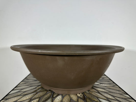 Preowned Japanese Tokoname Unglazed Round Bonsai Pot - 16.5” By 6”