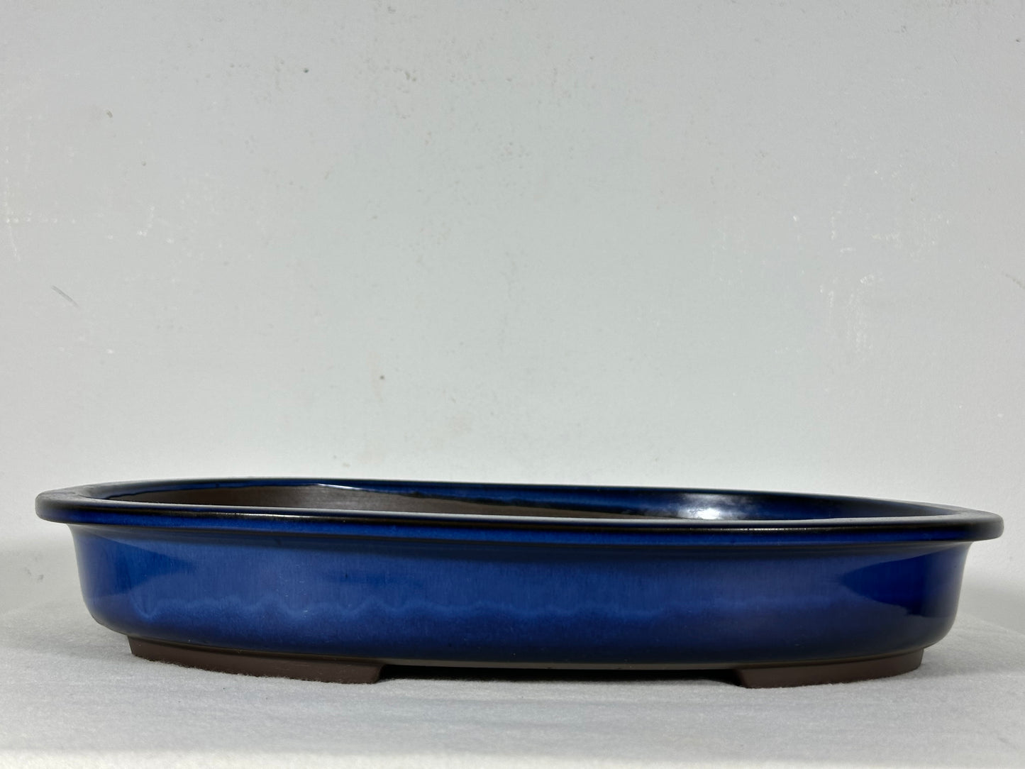 Preowned Japanese Tokoname Glazed Shallow Oval Bonsai Pot - 13.75” By 11”