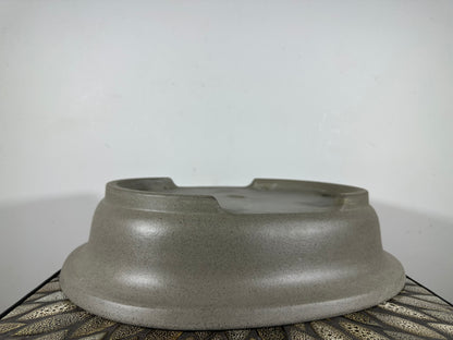 Preowned Japanese Tokoname Unglazed Oval Bonsai Pot Seizan - 16.5” By 13.35”