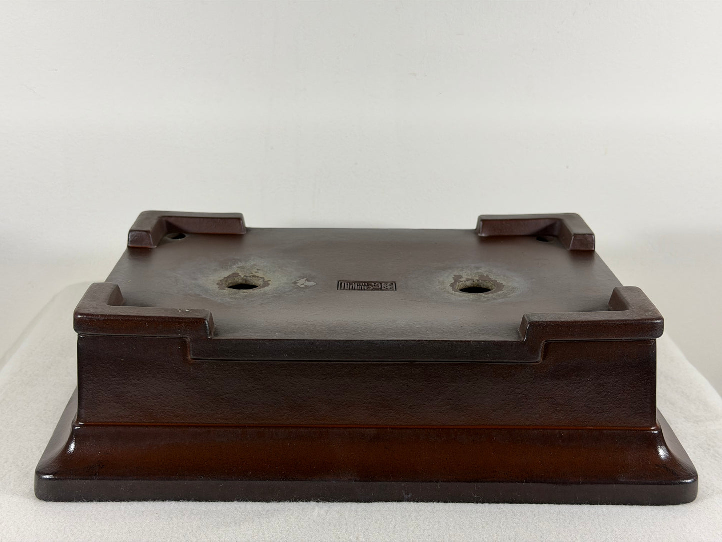 Preowned Japanese Tokoname Unglazed Rectangular Bonsai Pot Yamaaki - 12.5” By 9”