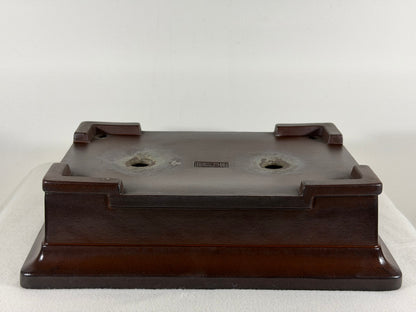 Preowned Japanese Tokoname Unglazed Rectangular Bonsai Pot Yamaaki - 12.5” By 9”