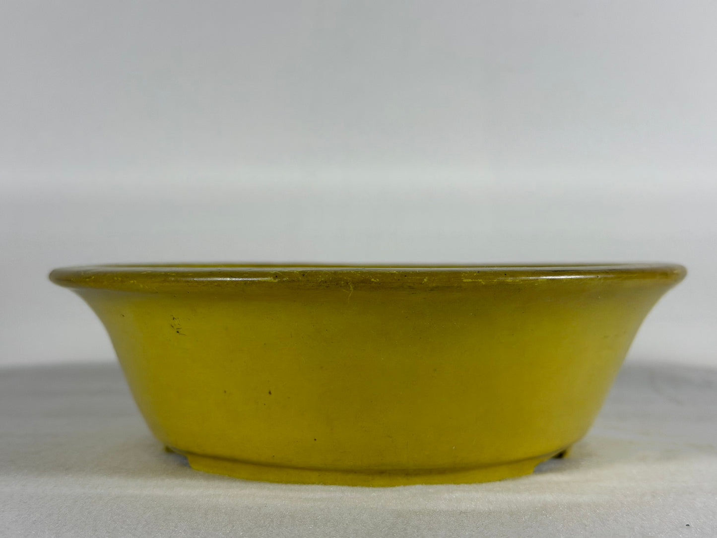 Preowned Japanese Tokoname Glazed Round Bonsai Pot Aiba Koyo - 7.5” By 2 1/8”