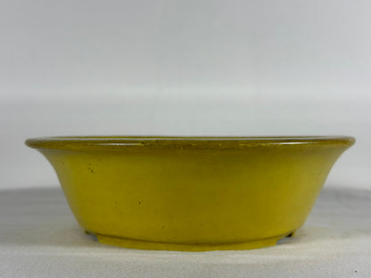 Preowned Japanese Tokoname Glazed Round Bonsai Pot Aiba Koyo - 7.5” By 2 1/8”
