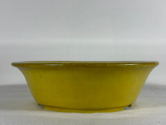Preowned Japanese Tokoname Glazed Round Bonsai Pot Aiba Koyo - 7.5” By 2 1/8”