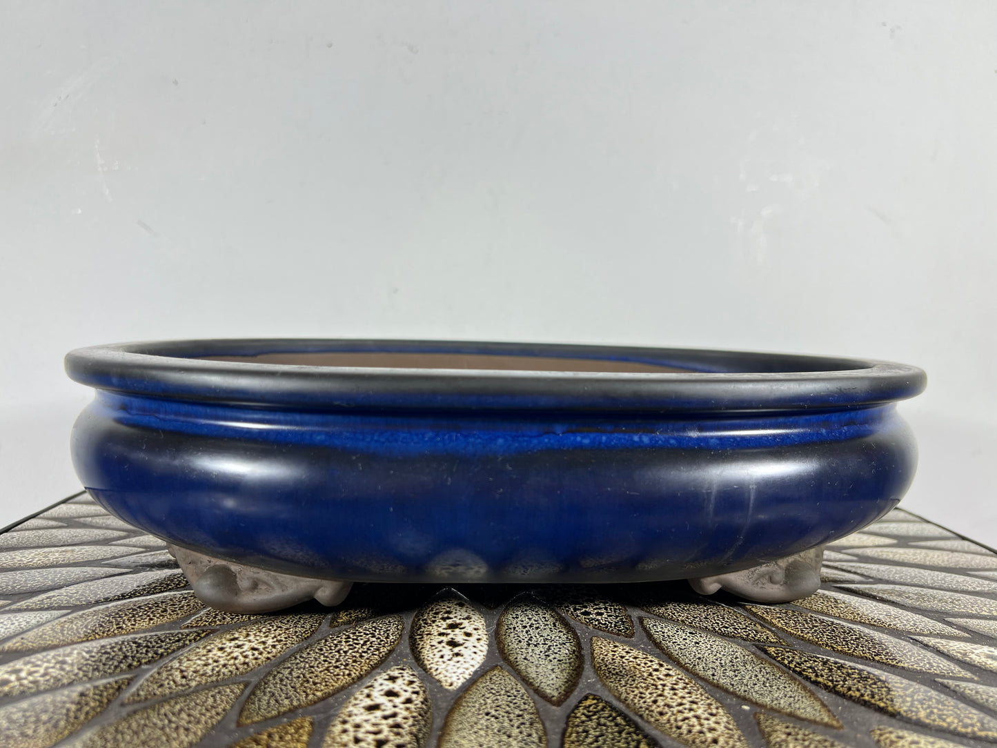 Preowned Japanese Tokoname Bag Style Bonsai Pot with Patina - 12.5” By 9.25”