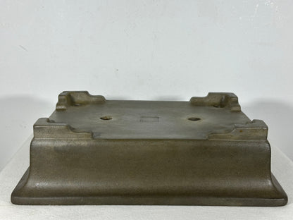 Preowned Japanese Tokoname Unglazed Rectangular Bonsai Pot Seizan - 12.75” By 9.5”