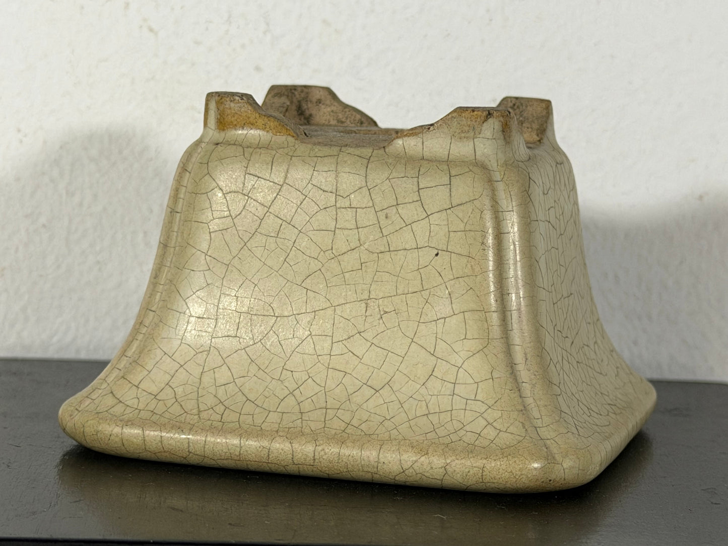 Preowned Japanese Tokoname Glazed Cascade Bonsai Pot with Stamp - 3.75”  By 2.25”