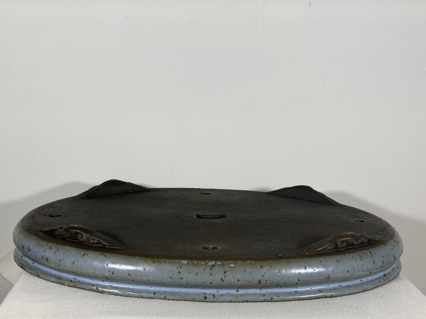 Preowned Japanese Tokoname Glazed Shallow Bag Style Bonsai Pot - 18” By 13.25”