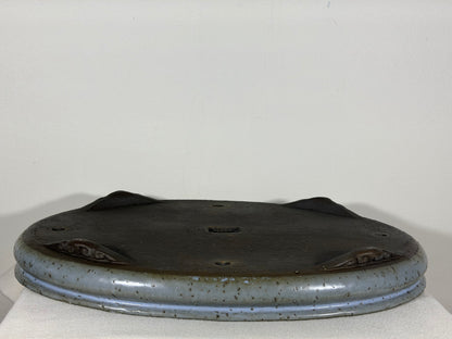 Preowned Japanese Tokoname Glazed Shallow Bag Style Bonsai Pot - 18” By 13.25”