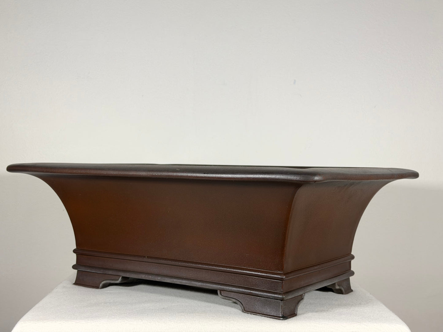 Preowned Japanese Tokoname Unglazed Rectangular Bonsai Pot Senkouen - 18.5” By 13.5”