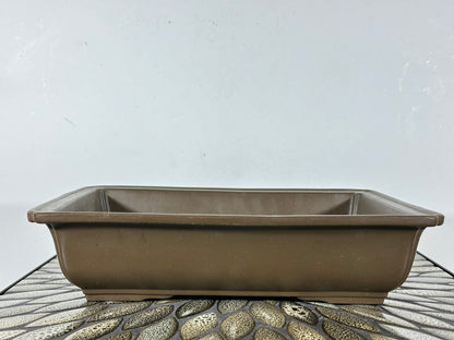 Preowned Japanese Tokoname Unglazed Rectangular Bonsai Pot with Stamps - 12.25” By 9.25”