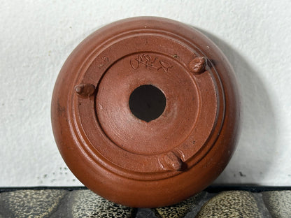 Preowned Japanese Tokoname Unglazed Round Bonsai Pot Deiju - 2.5” By 1”