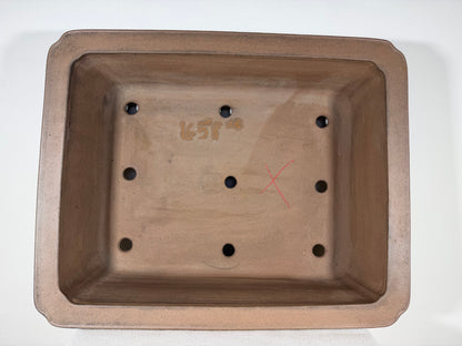 Preowned Japanese Tokoname Unglazed Rectangular Bonsai Pot Gyouzan Nakano - 21.75” By 17.5”