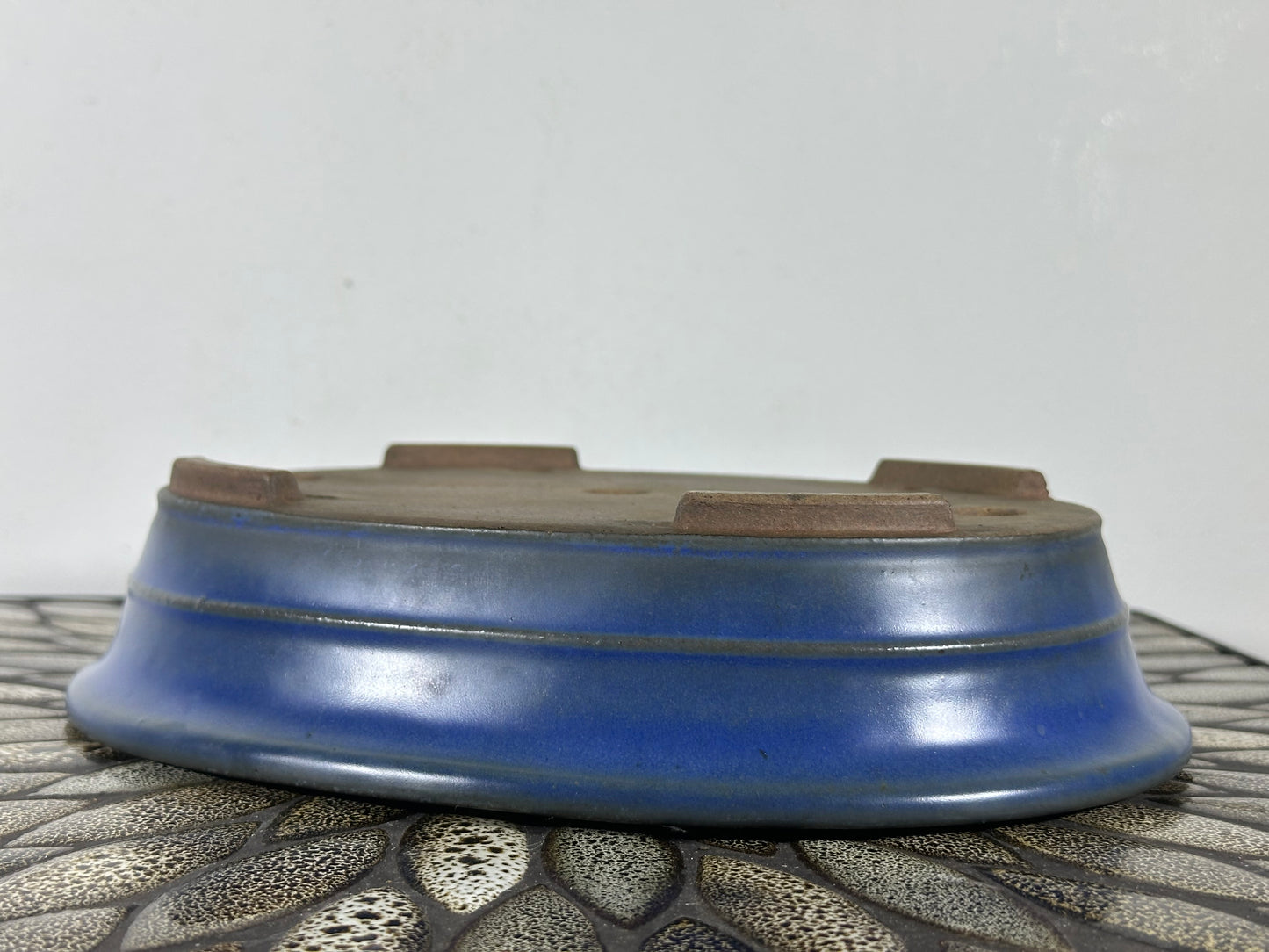 Preowned Japanese Tokoname Glazed Oval Bonsai Pot Reiho - 10.25” By 8.25”