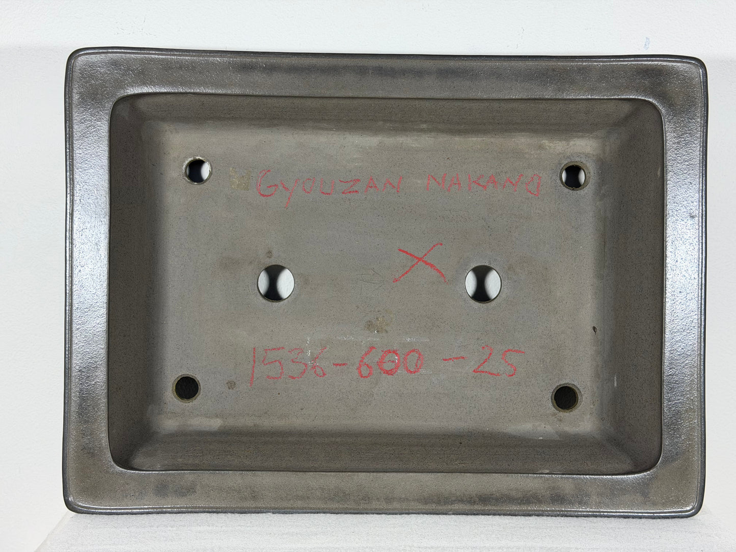 Preowned Japanese Tokoname Unglazed Rectangular Bonsai Pot Gyouzan Nakano - 16.5” By 12”