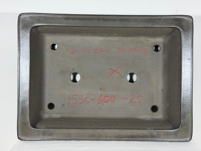 Preowned Japanese Tokoname Unglazed Rectangular Bonsai Pot Gyouzan Nakano - 16.5” By 12”