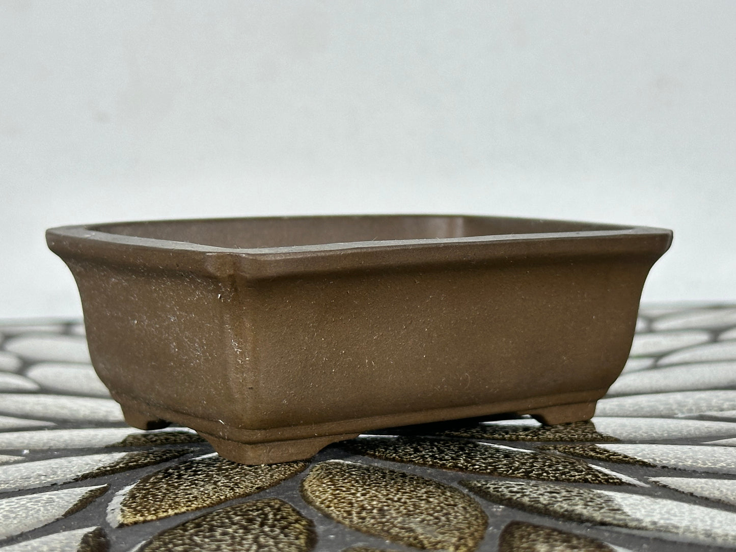 Preowned Japanese Tokoname Unglazed Rectangular Bonsai Pot - 4” By 3”