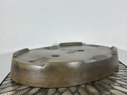 Preowned Japanese Tokoname Oval Bonsai Pot with Stamps - 16.25” By 11.5”