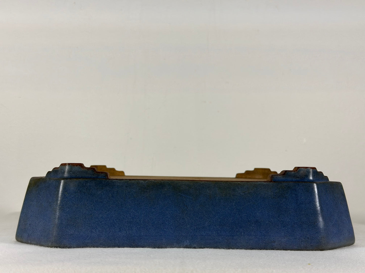 Preowned Japanese Tokoname Glazed Rectangular Bonsai Pot Yamafusa - 11” By 8.5”