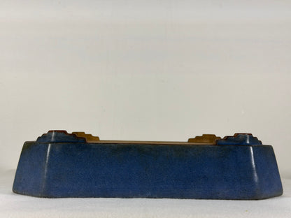 Preowned Japanese Tokoname Glazed Rectangular Bonsai Pot Yamafusa - 11” By 8.5”