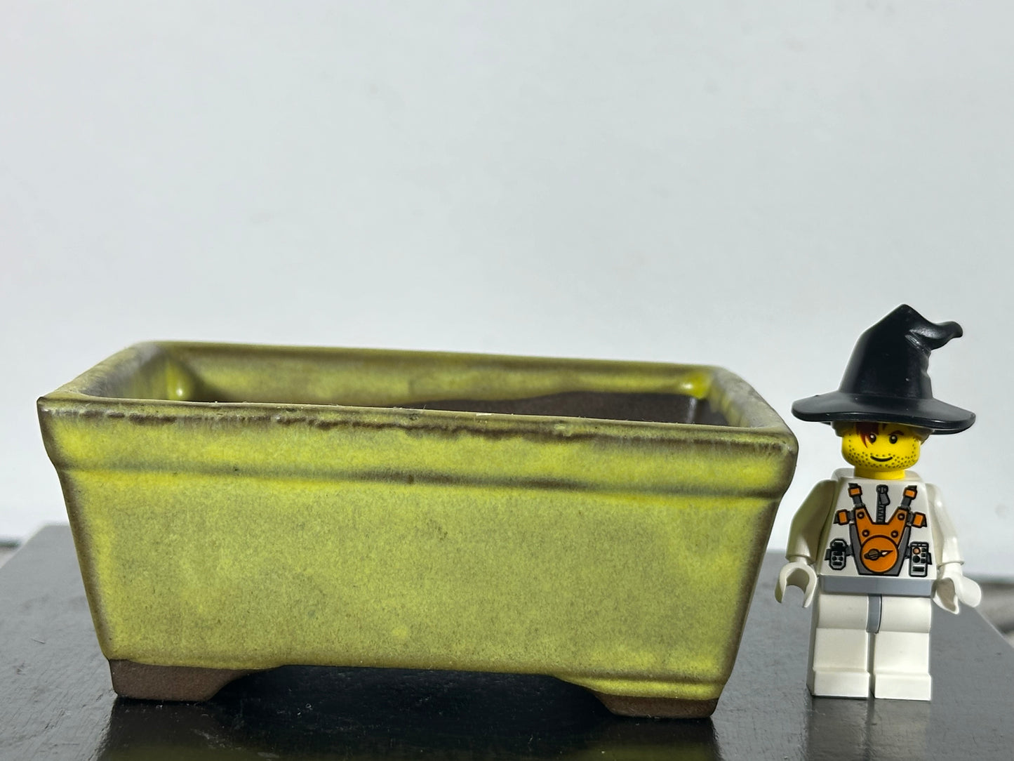 Preowned Japanese Tokoname Rectangular Bonsai Pot - 3.5” By 2 7/8”