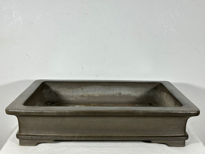 Preowned Japanese Tokoname Unglazed Rectangular Bonsai Pot Seizan - 15.25” By 11.25”