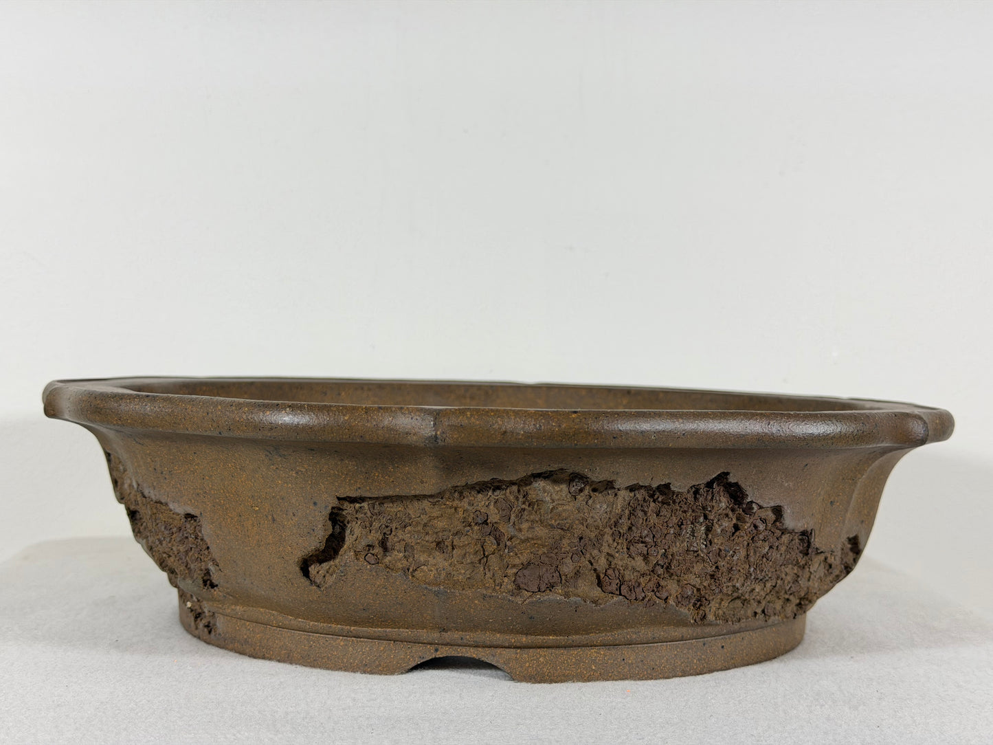 Preowned Japanese Tokoname Unglazed Rinka Style Bonsai Pot Kosyousen - 13” By 12.5”