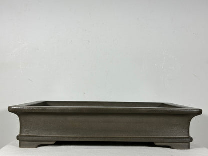 Preowned Japanese Tokoname Unglazed Rectangular Bonsai Pot Seizan - 15.25” By 11.25”