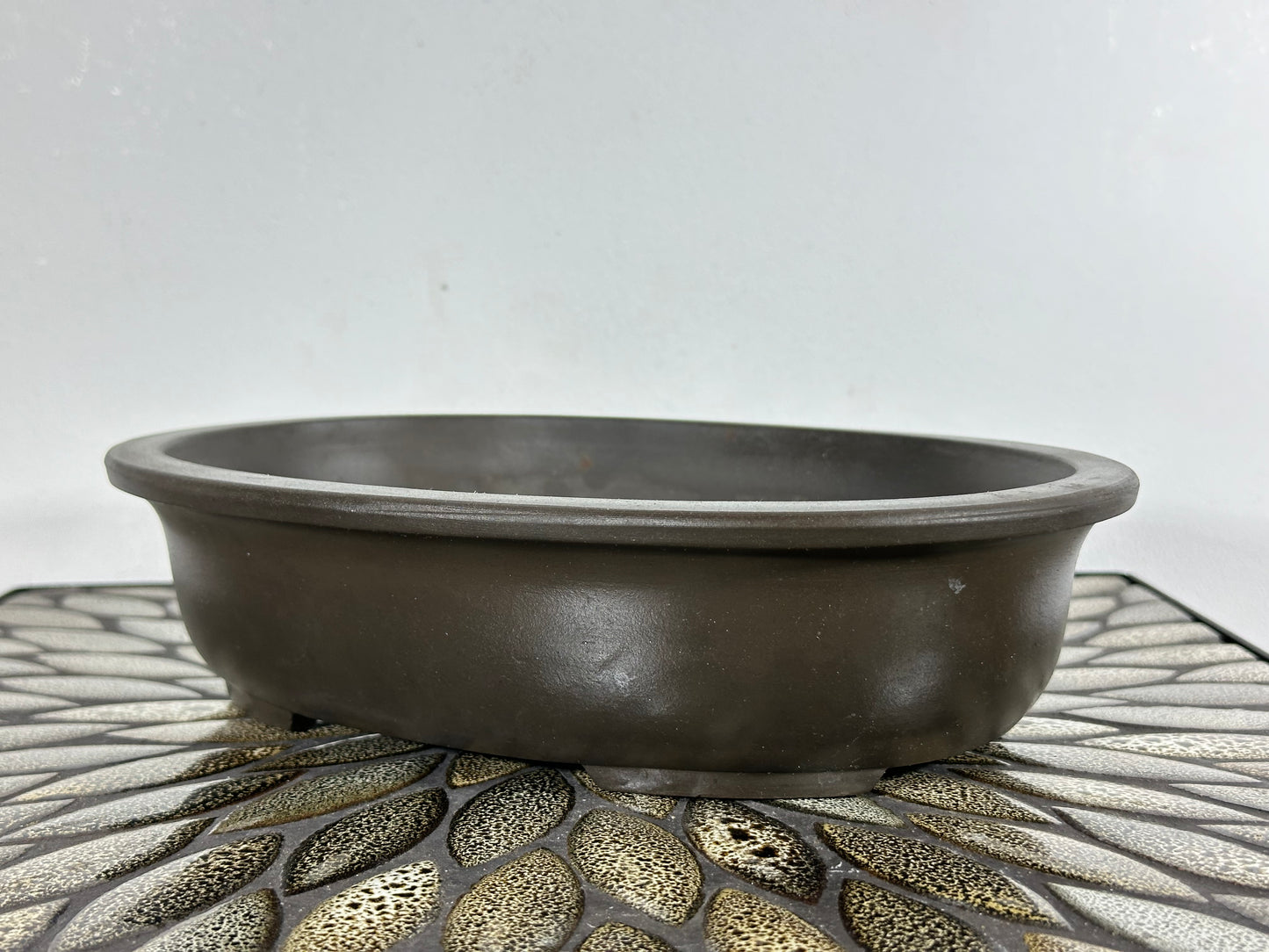 Preowned Japanese Tokoname Unglazed Oval Bonsai Pot - 10.75” By 7.75”