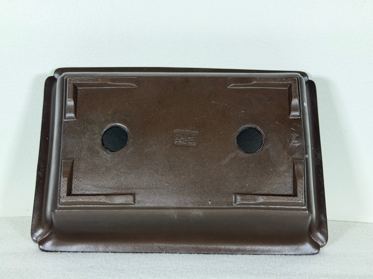 Preowned Japanese Tokoname Unglazed Rectangular Bonsai Pot with Stamps - 9.5” By 6.5”