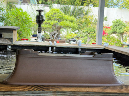 Preowned Japanese Tokoname Unglazed Rectangular Bonsai Pot Gyouzan Nakano - 22.25” By 16.75”