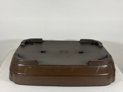 Preowned Japanese Tokoname Unglazed Rectangular Bonsai Pot Eiraku - 13.5” By 10.5”
