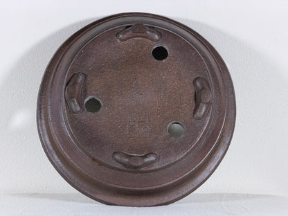 Preowned Japanese Tokoname Unglazed Round Bonsai Pot Mazan Terahata - 10.25” By 2.5”