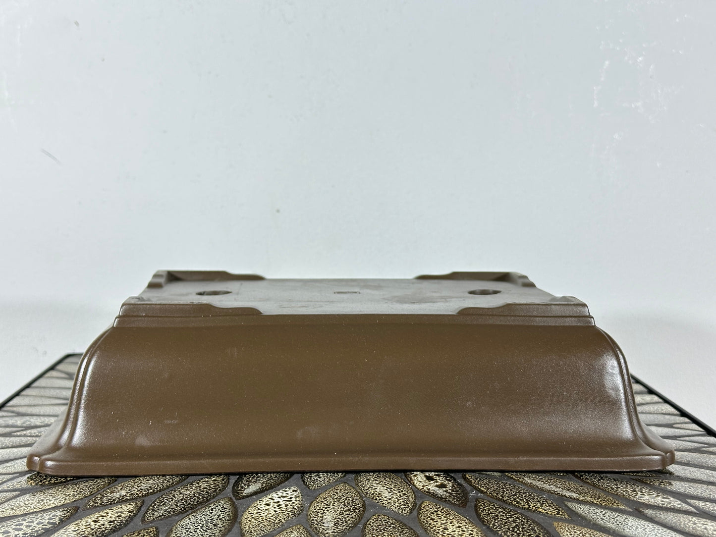 Preowned Japanese Tokoname Unglazed Rectangular Bonsai Pot with Stamps - 12.25” By 9.25”