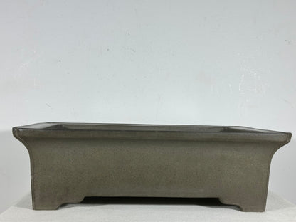 Preowned Japanese Tokoname Unglazed Rectangular Bonsai Pot Seizan - 15” By 11”