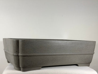 Preowned Japanese Tokoname Unglazed Rectangular Bonsai Pot Seizan - 19” By 14”