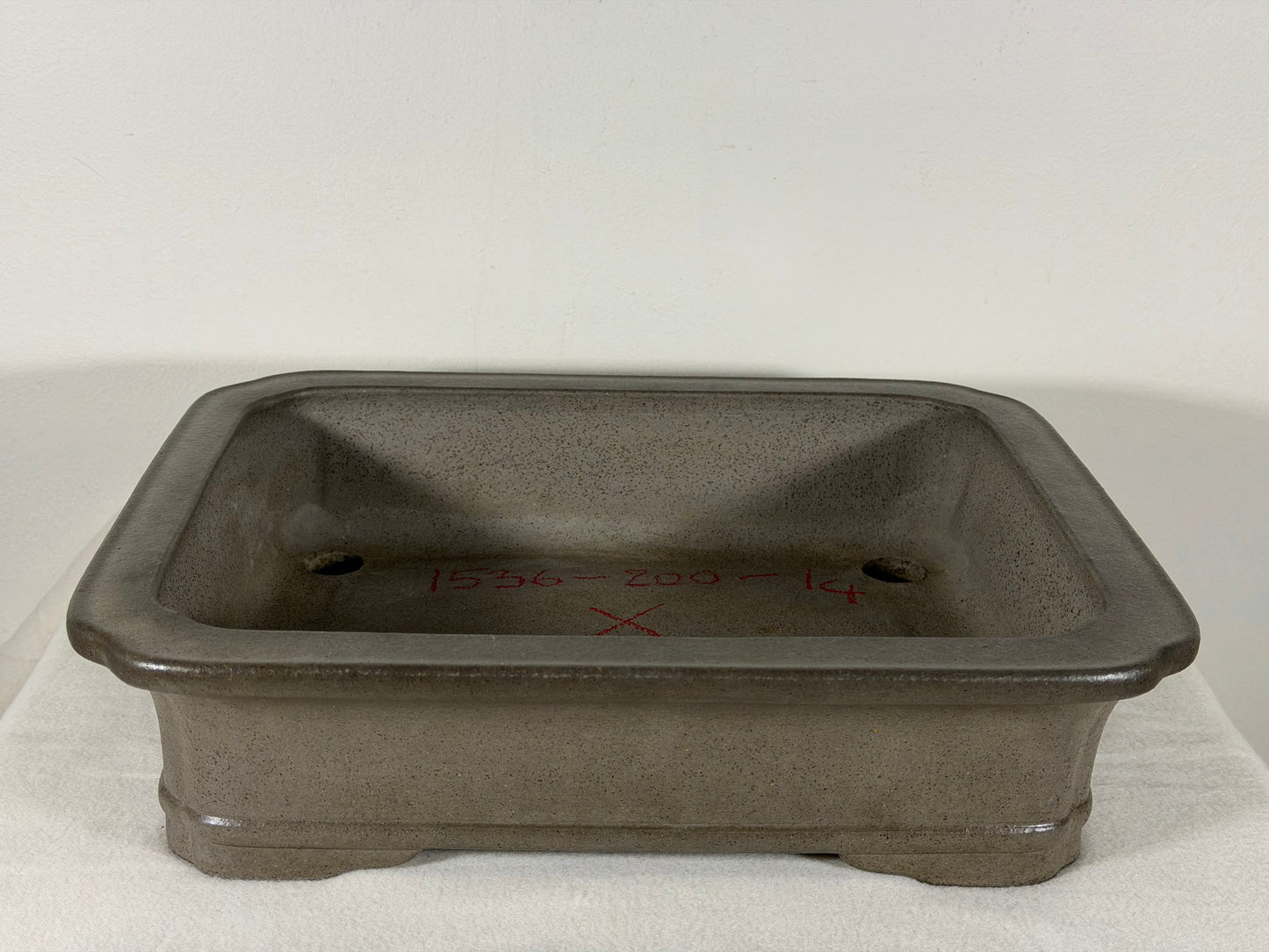 Preowned Japanese Tokoname Unglazed Rectangular Bonsai Pot Keizan - 12.75” By 10.25”