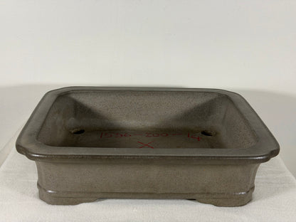 Preowned Japanese Tokoname Unglazed Rectangular Bonsai Pot Keizan - 12.75” By 10.25”